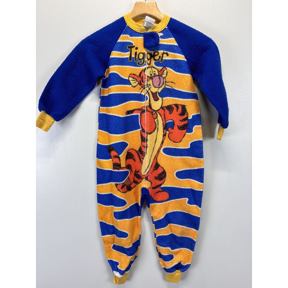 Vtg The Disney Store Kids Fleece Tigger Pajamas Sz 7 Double Sided Footless 90's